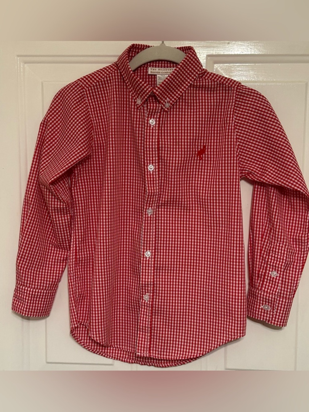 The Beaufort Bonnet Company Boys Red & White Checked Button Down Shirt Size 8